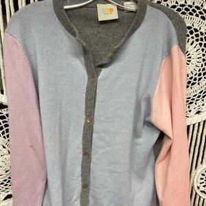 Magaschioni  MAG Color block cashmere baby cardigan sweater girls XL pastel